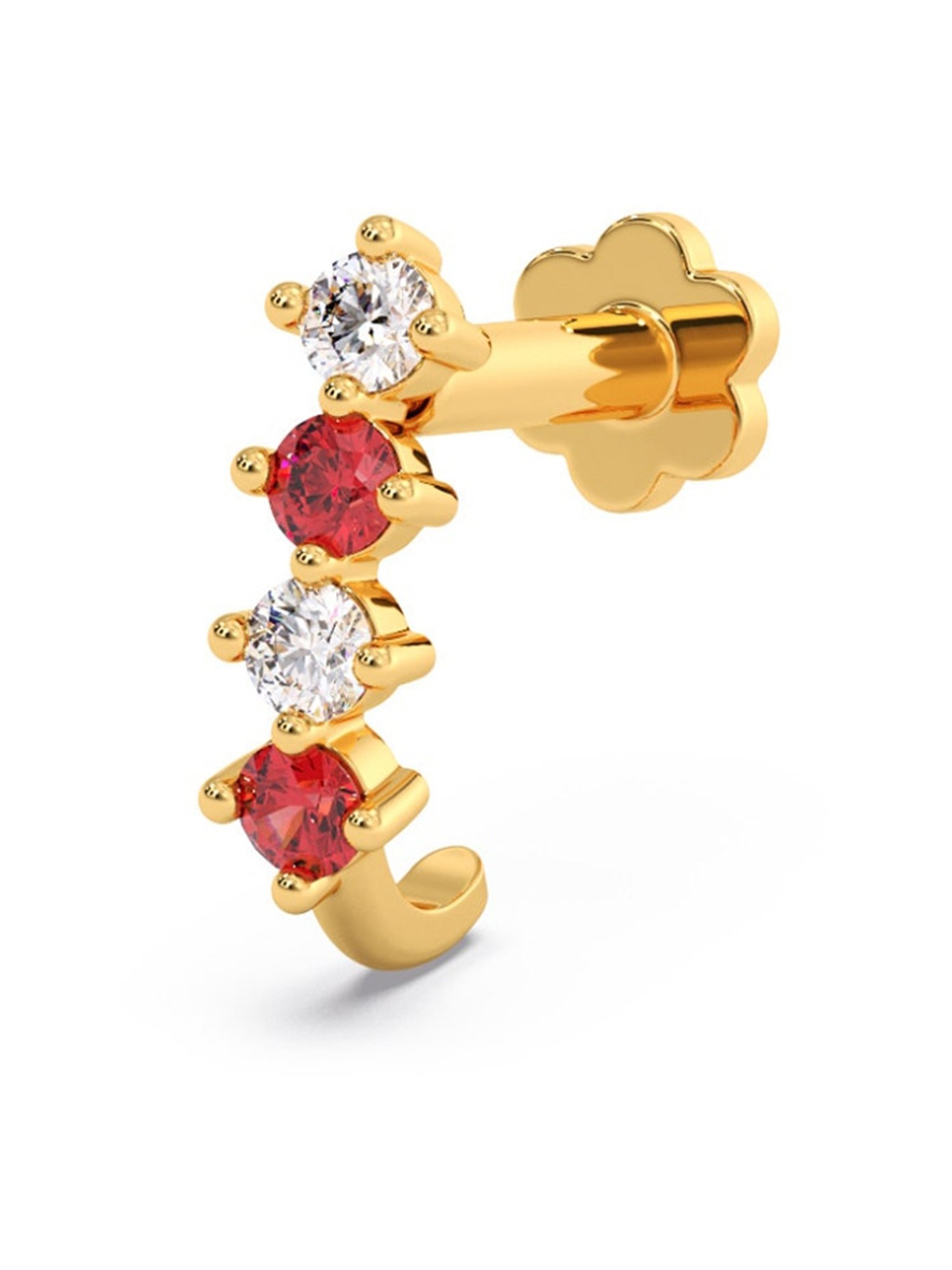 Candere by Kalyan Jewellers 18k Yellow Gold and Diamond Nosepin for Women