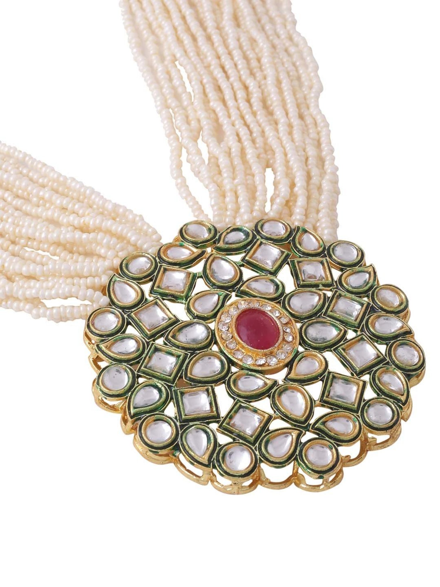 NVR Gold-Plated Kundan Studded Jewellery Set for Women