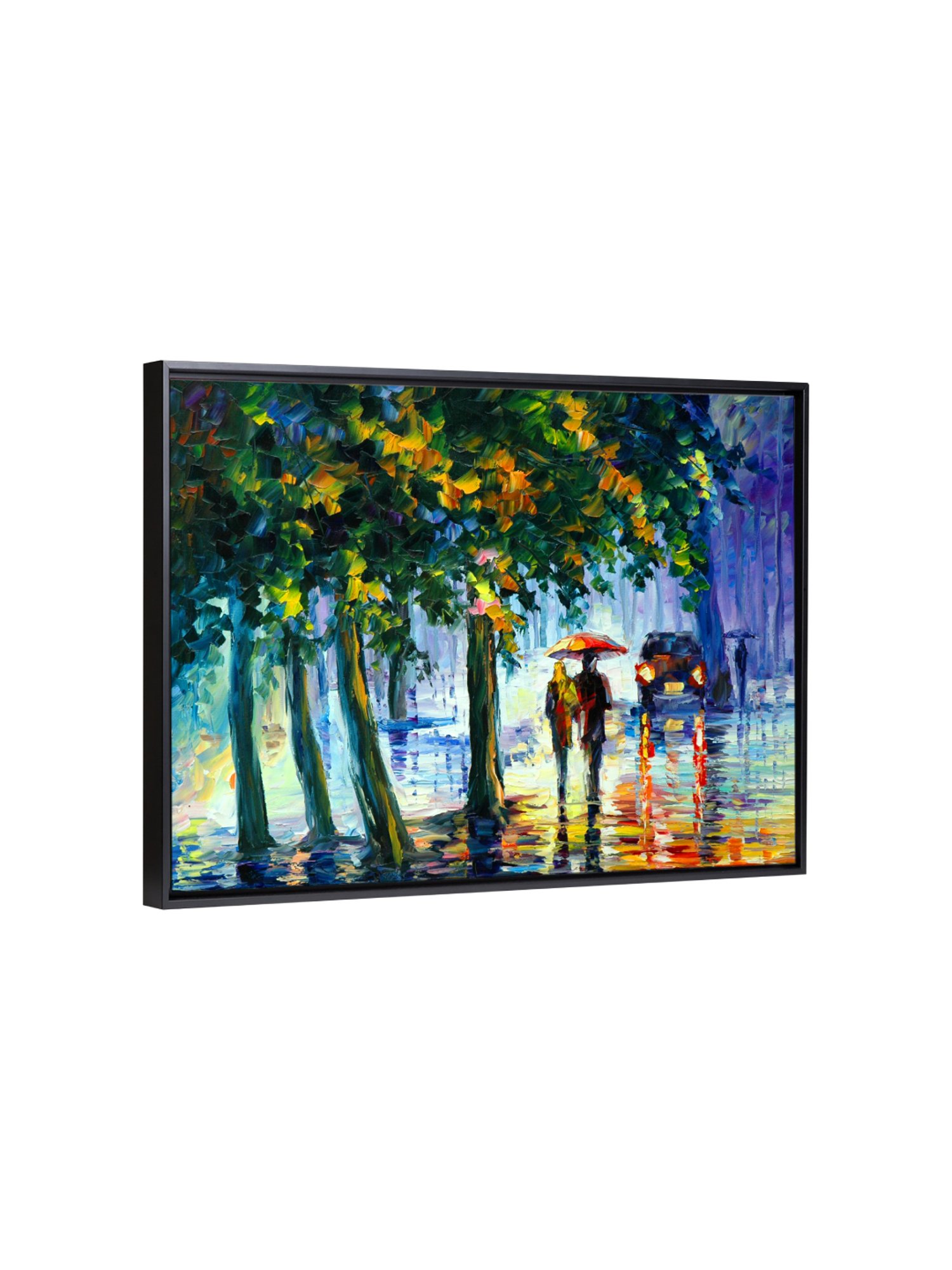 Art Street A Walk in The Rain Printed Multicolor Engineered Wood Wall Art