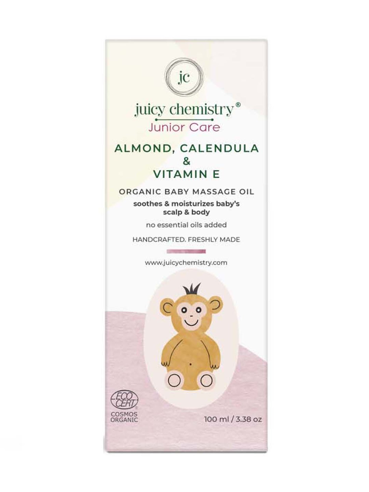 Juicy Chemistry Organic Almond Calendula & Vitamin E Baby Massage Oil - 100 ml