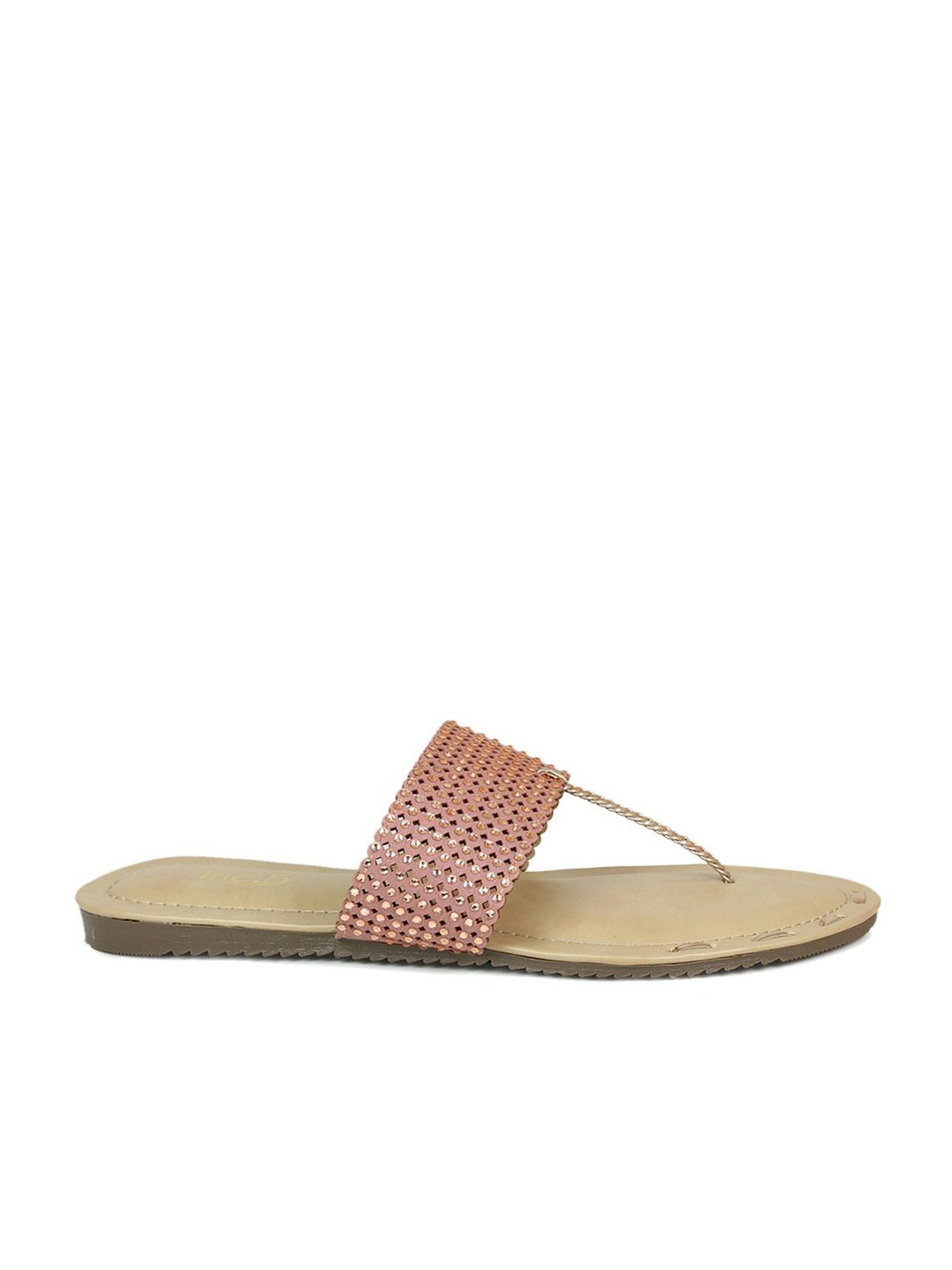 Inc.5 Women's Rose Gold T-Strap Sandals