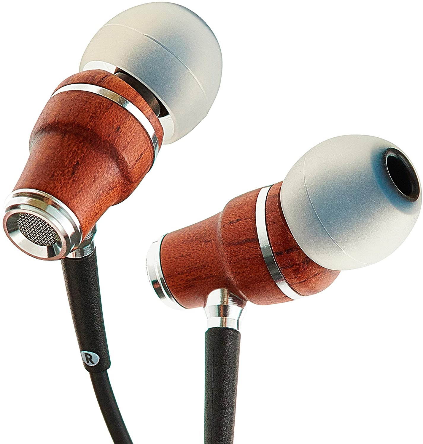 Symphonized NRG X Wood Earbuds Wired with Microphone Stereo in Ear Headphones for Computer & Laptop Noise Isolating Earphones for Android Cell Phone with Booming Bass (Black)