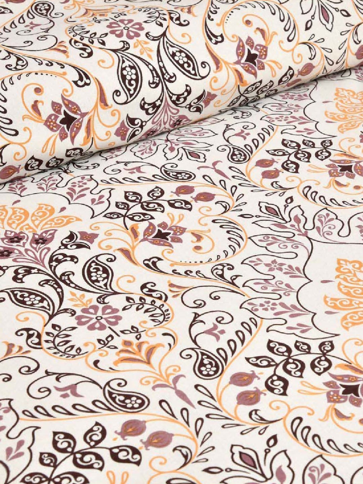 JaipurFabric Taupe 180 TC 100% Cotton Floral Double Bedsheet with 2 Pillow Covers