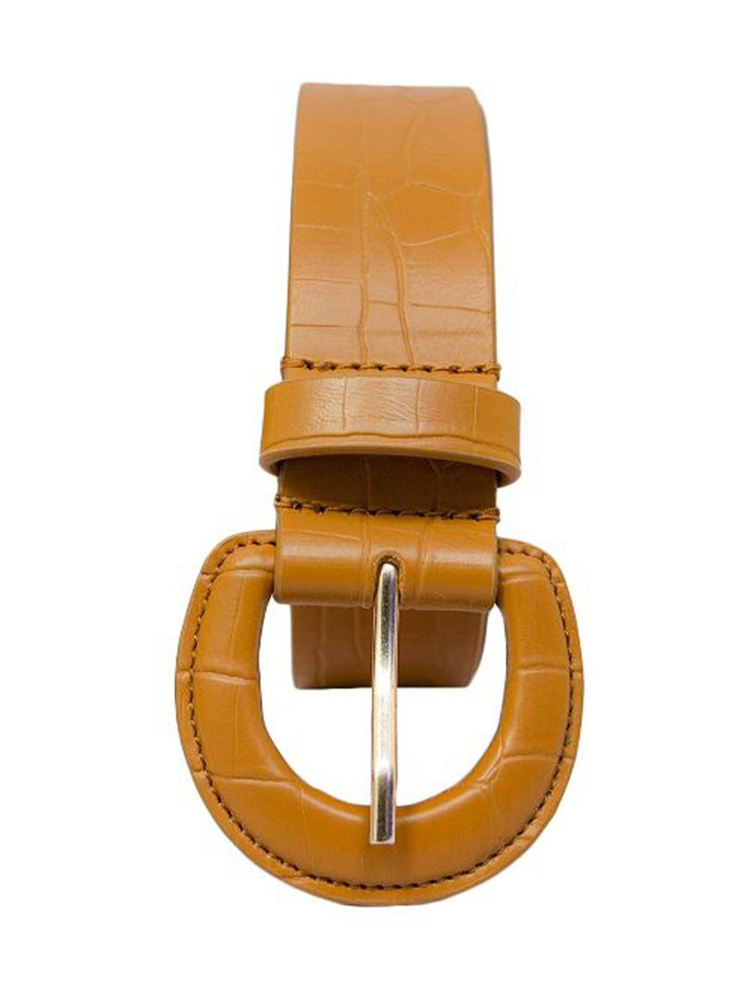 BELWABA Tan Textured Leather Casual Belt for Women