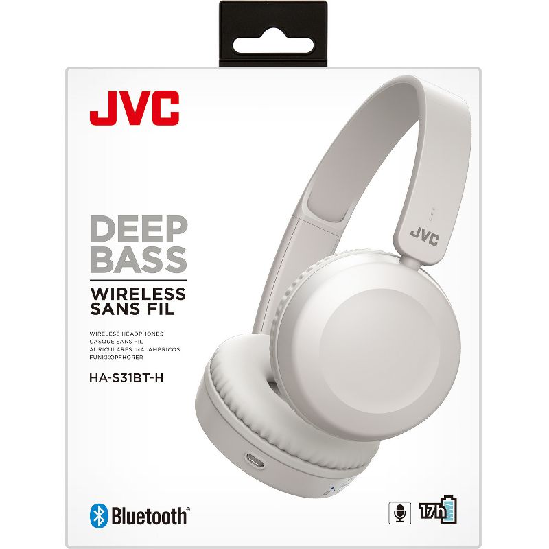 JVC Foldable Wireless On-ear Headphones - Stereo - Wireless - Bluetooth - 32.8 ft - 32 Ohm - 20 Hz - 20 kHz - Earbud - Binaural - In-ear - Warm Gray