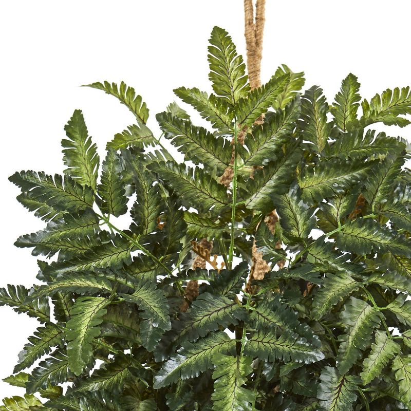 30" x 24" Artificial Bracken Fern Plant in Hanging Basket - Nearly Natural