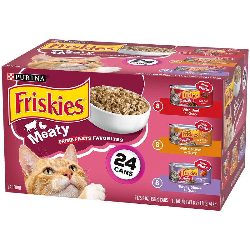 Purina Friskies Meaty Prime Filets Favorites Wet Cat Food - 5.5oz/24ct Variety Pack