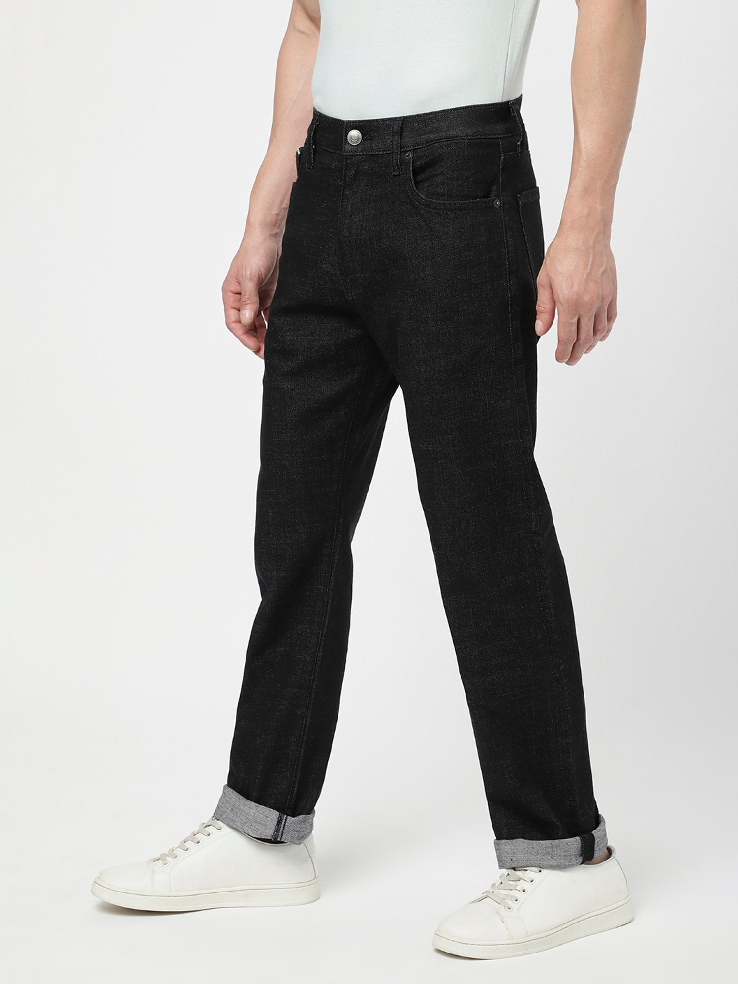 Passion Black Regular Fit Lightly Washed Jeans
