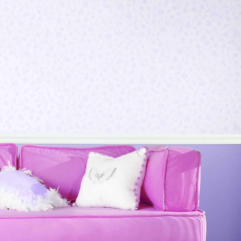 Disney Princess Glitter Icons Peel and Stick Wallpaper Purple - RoomMates