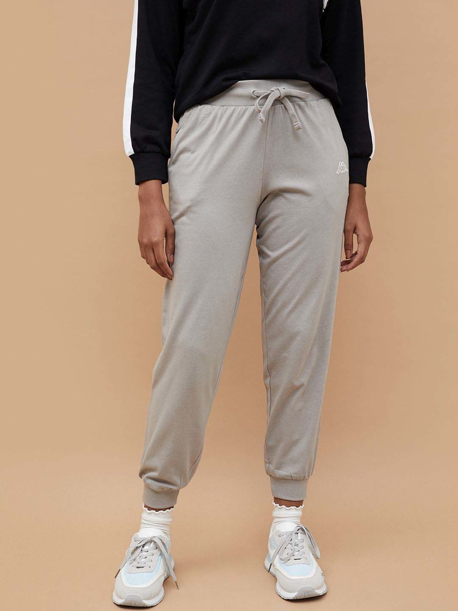 KAPPA Grey Cotton Mid Rise Sports Joggers