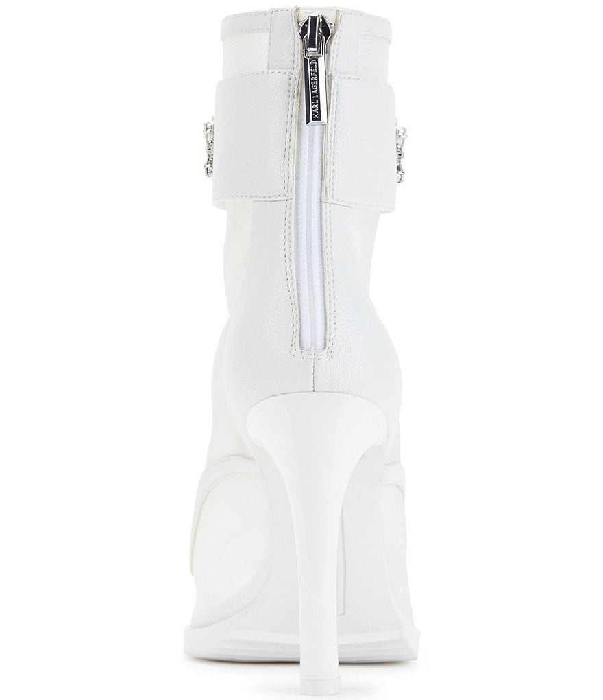 KARL LAGERFELD PARIS Blayze Peep Toe Jeweled Ankle Mesh Booties