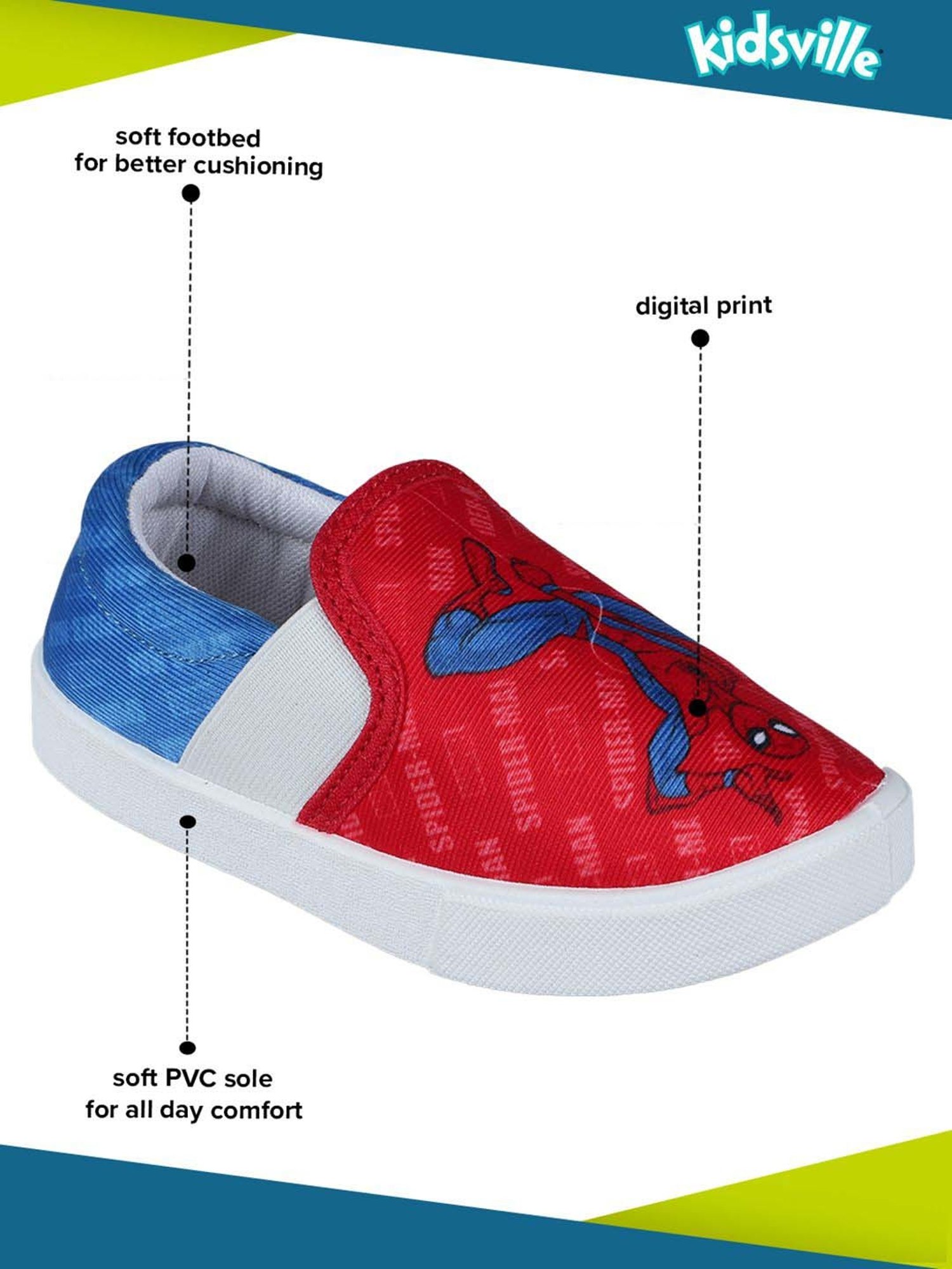 Kidsville Boys Red & Blue Casual Wear Shoe