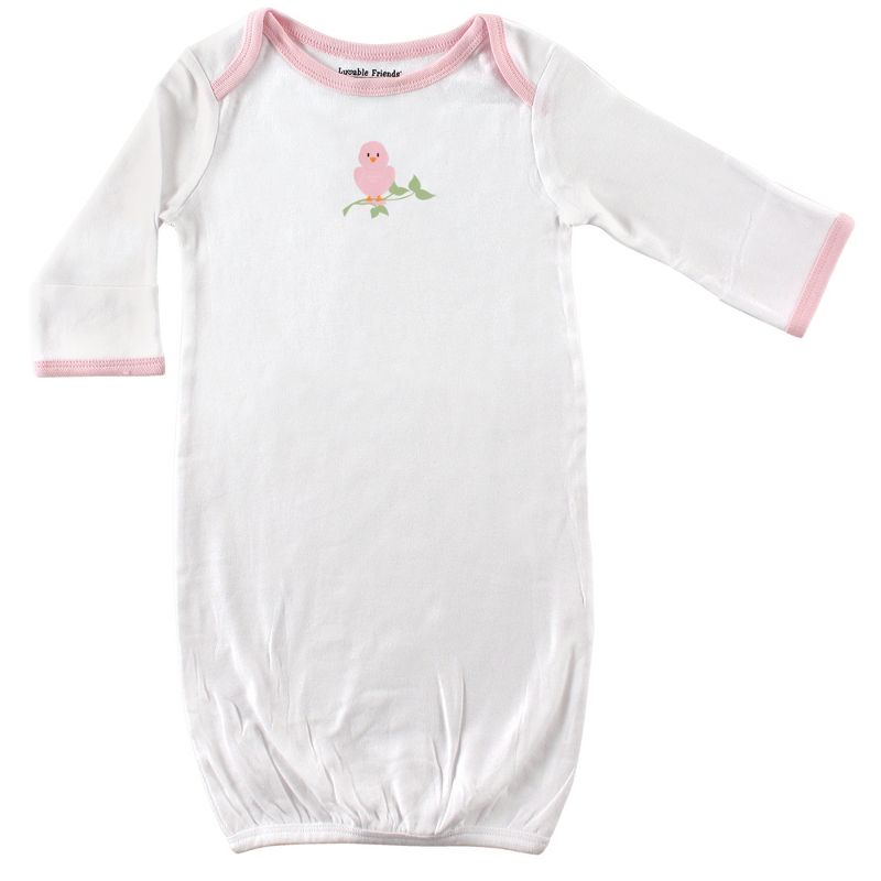 Luvable Friends Baby Girl Cotton Gowns, Bird, 0-6 Months