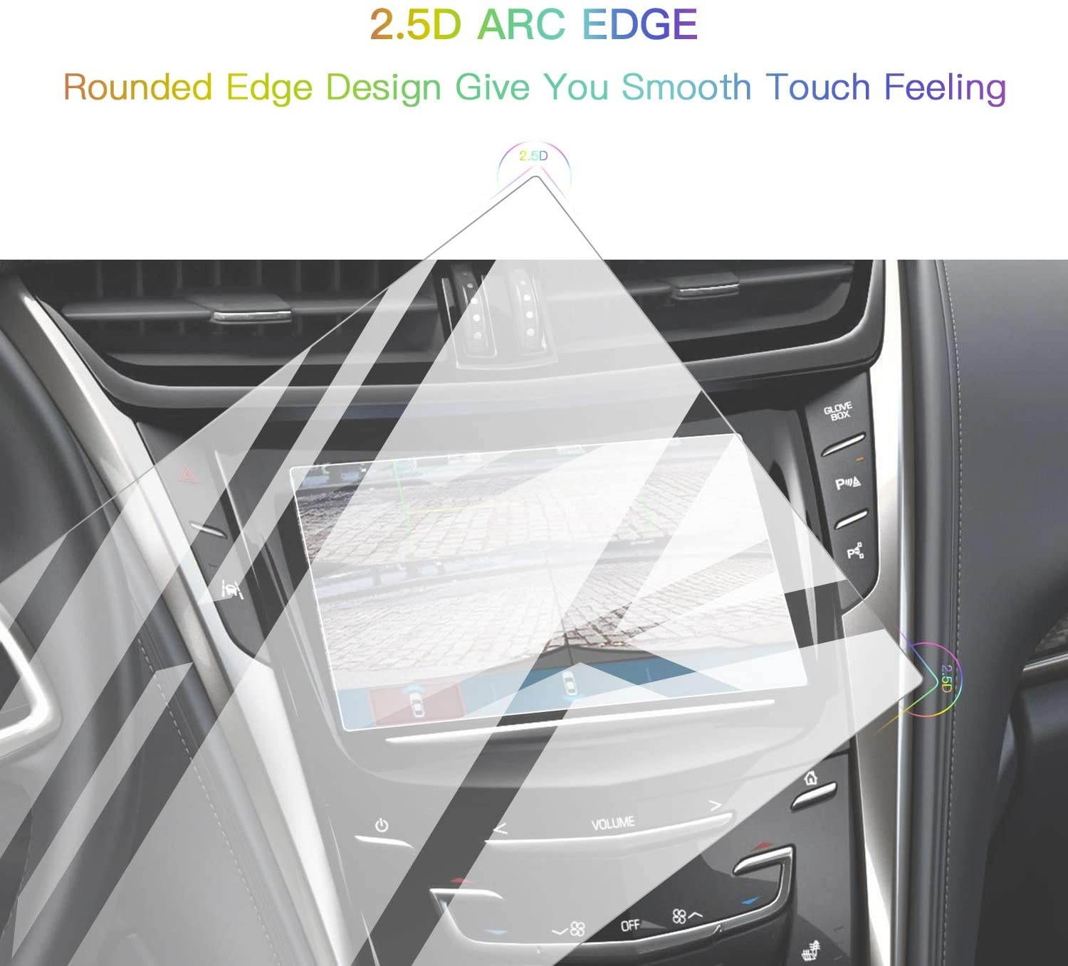 Screen Protector Foils for 2015-2019 Cadillac CTS CUE infotainment interface 8In Navigation Display Tempered Glass 9H Hardness Anti Glare & Scratch HD Clear LCD GPS Touch Screen Protective Film
