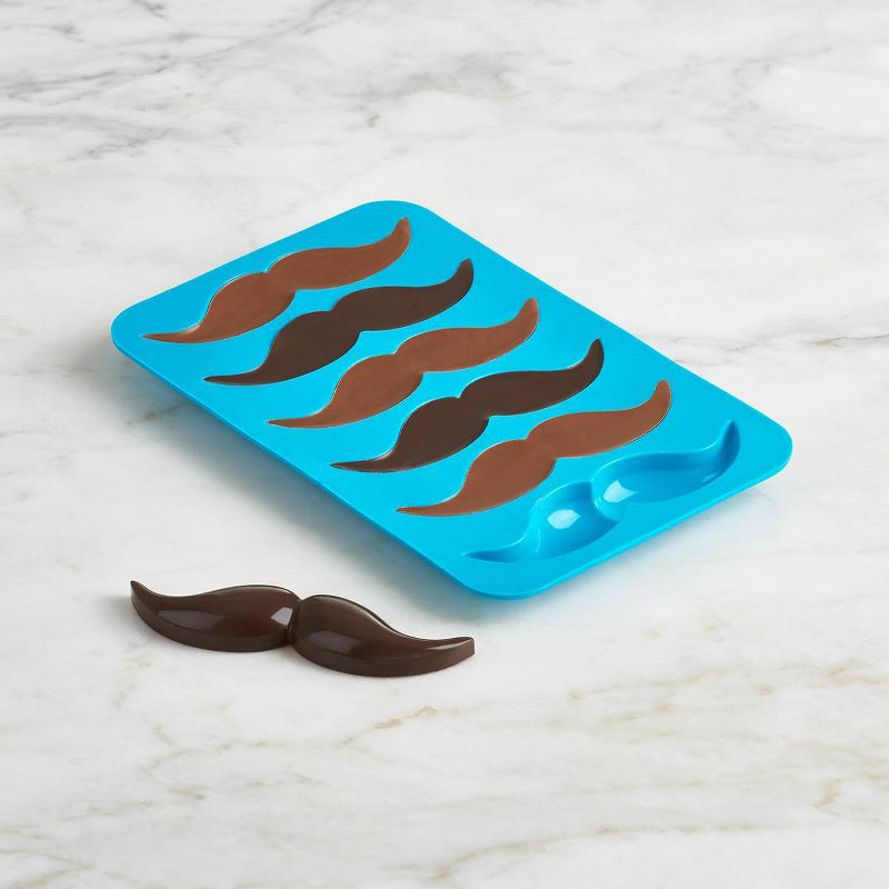 Trudeau 2pk Mustache Chocolate Molds Blue