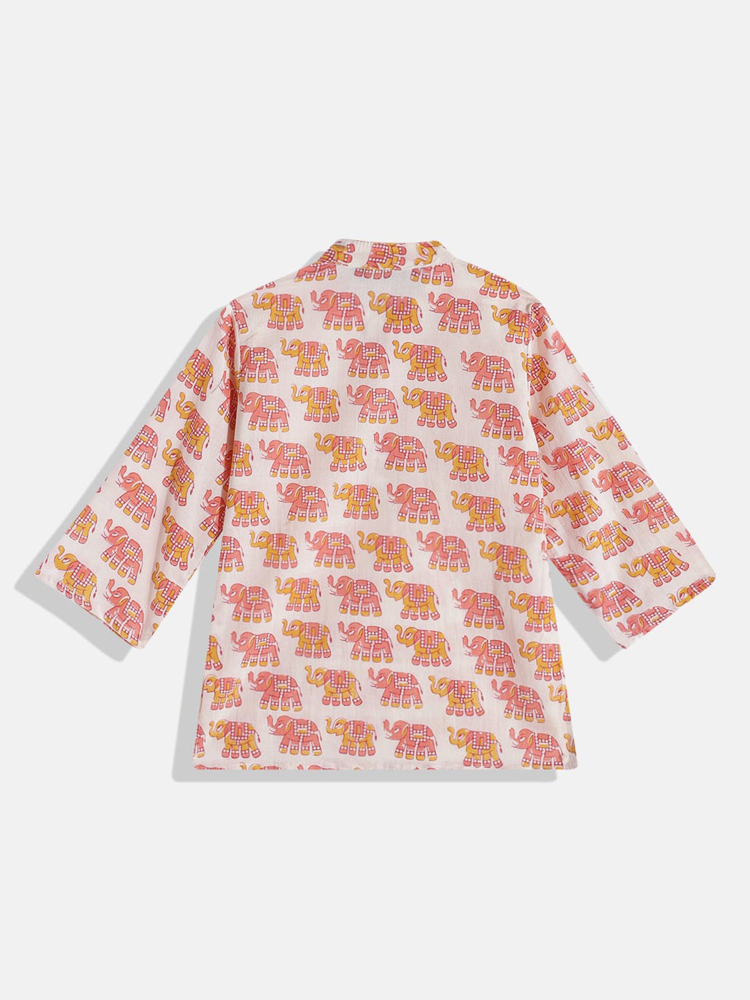 READIPRINT FASHIONS Kids Cream Printed Full Sleeves Kurta With Dhoti