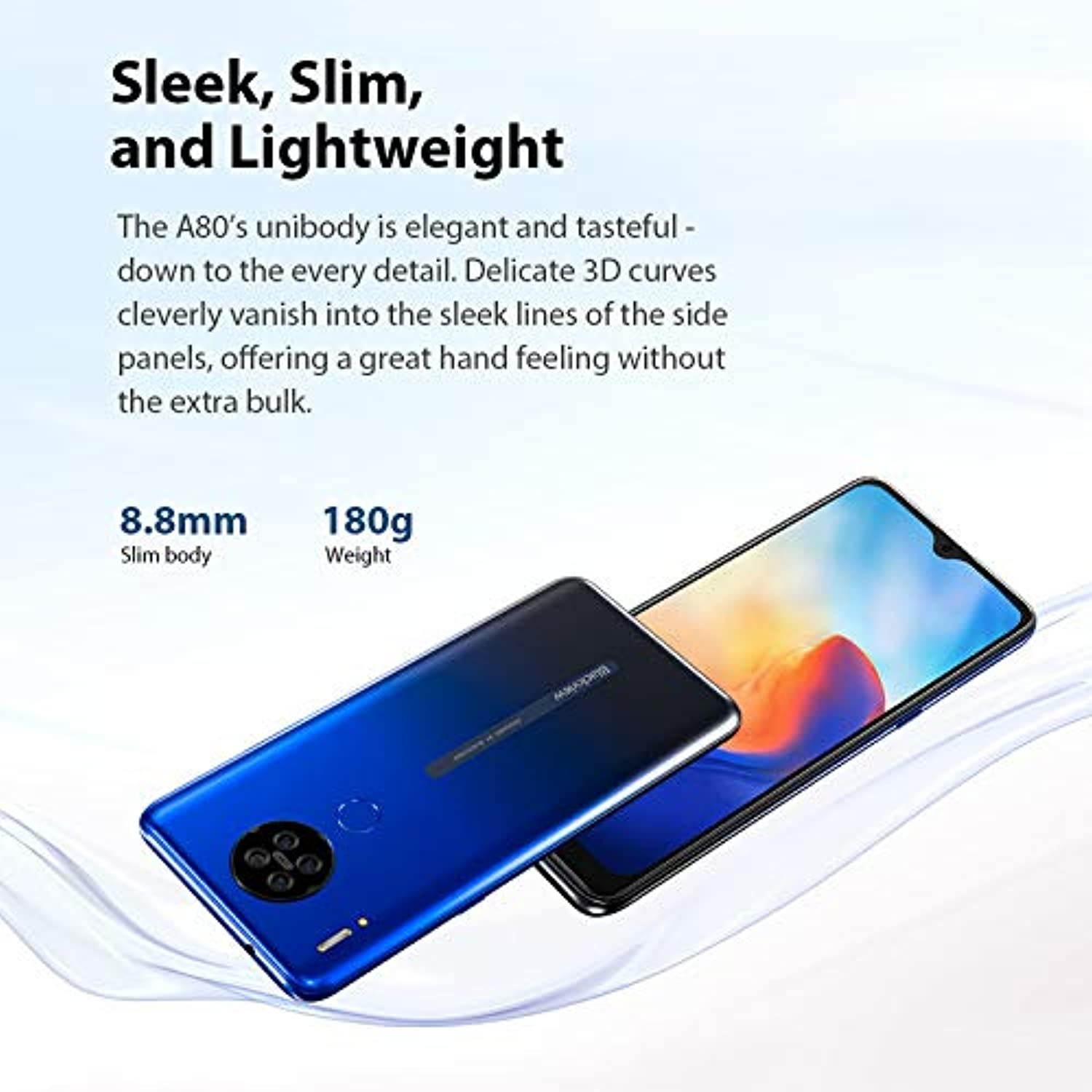 Blackview A80, Android 10, HD+ 6.2 inch, 2GB+16GB+128GB Expandable, 4G Unlocked Smartphones, 13MP Quad Camera, Fingerprint, Face Unlock, WiFi Calling, Unlocked for at and t, Unlocked for tmobile (Blac