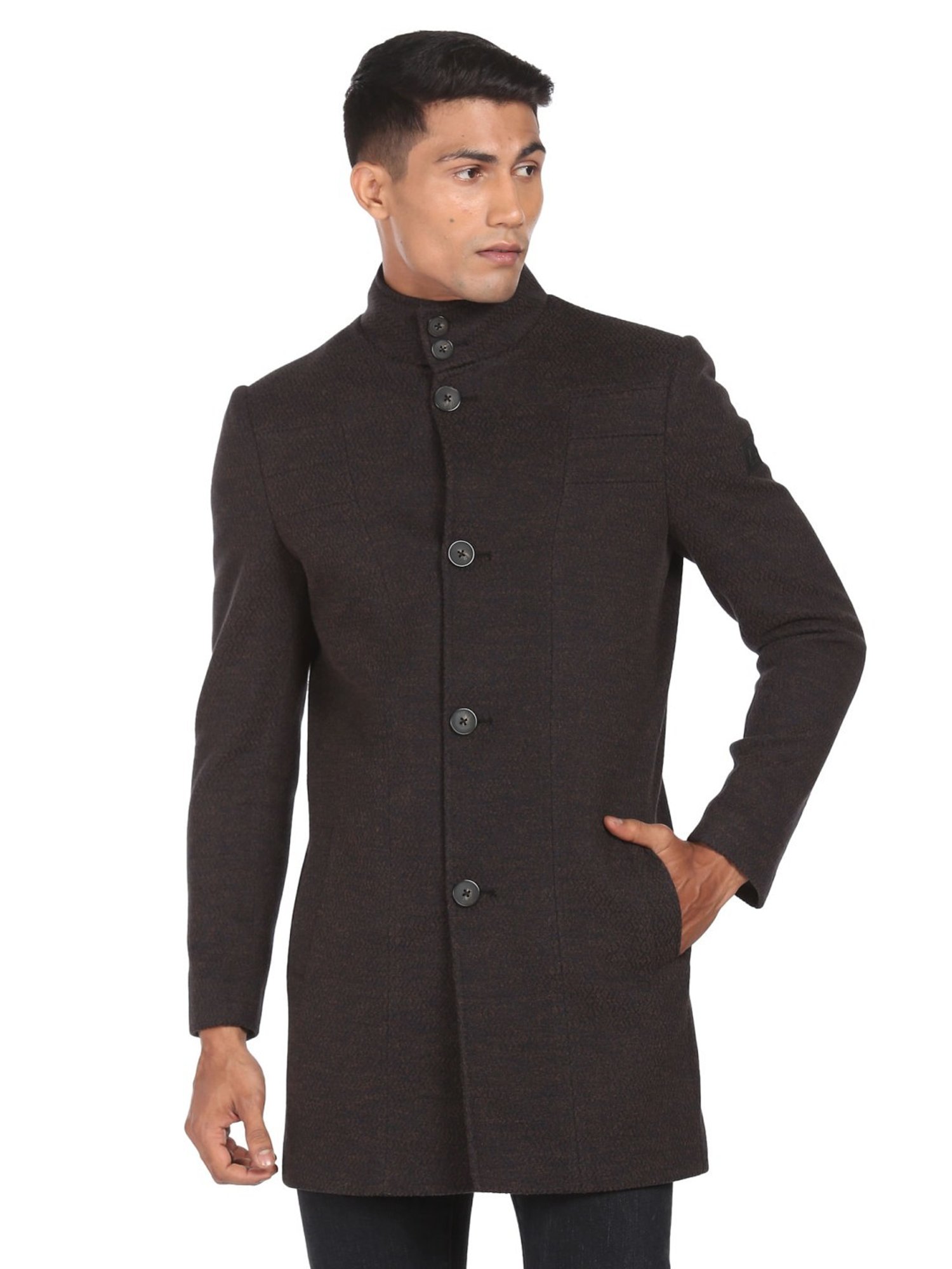 Arrow Sports Brown Regular Fit Texture Waistcoat