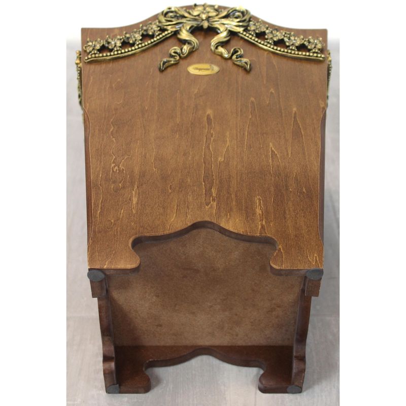 Uniquewise Elegant Wood Wastebasket / Trash Bin with Gold Bow