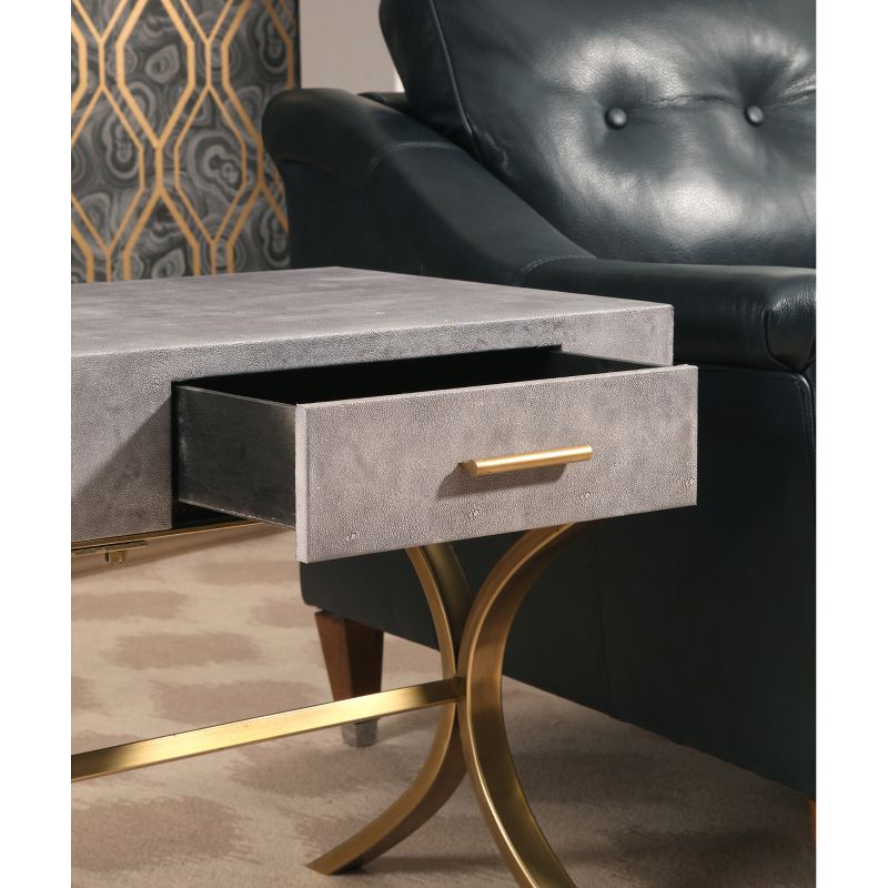 Niell Shagreen Leather End Table Gray - Abbyson Living