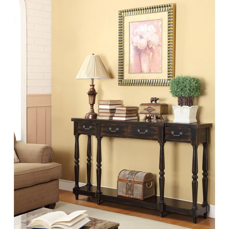 Arietta 4 Drawer Console Table Black - Treasure Trove Accents