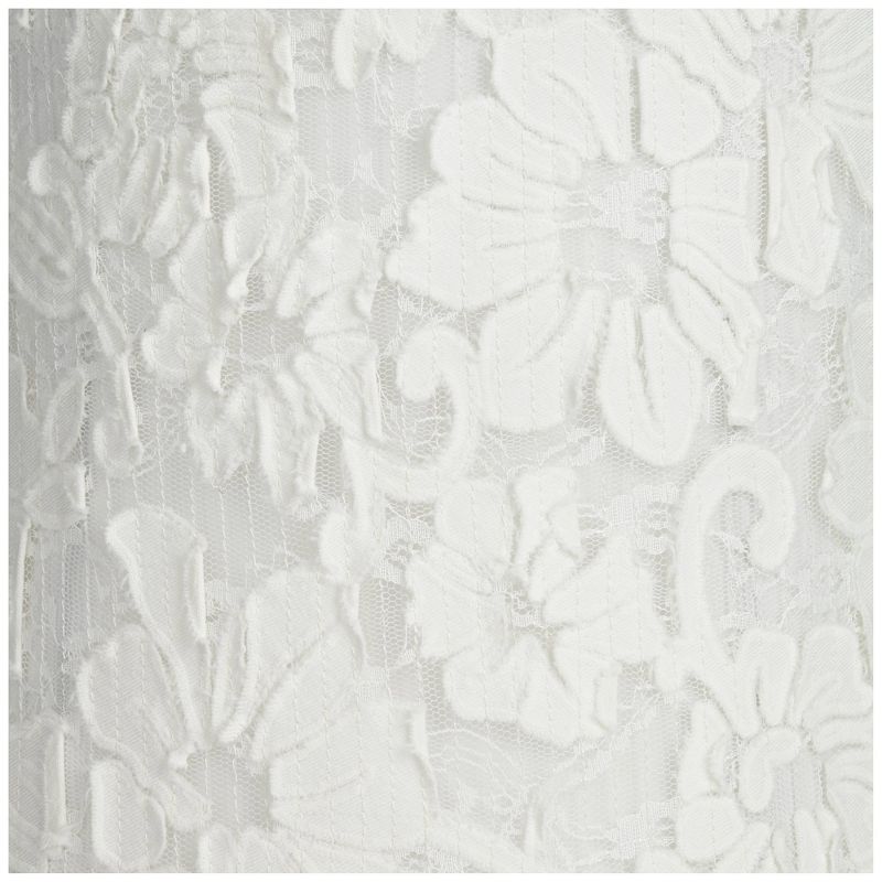 Springcrest Ashland White Lace Medium Drum Lamp Shade 12" Top x 14" Bottom x 10" High (Spider) Replacement with Harp and Finial