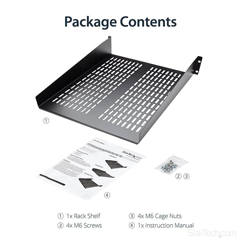 com 2U Vented Server Rack Mount Shelf 22in Deep Cantilever Universal Tray for 19quot AV Data amp Network Equipment Rack 50lbs CABSHELF22V