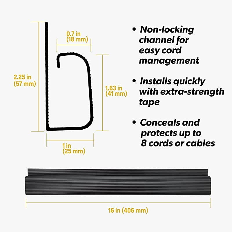 J Channel Desk Cable Organizer by  10 Black Raceway Channels Cord Cover Management Kit for Desks Offices and Kitchens