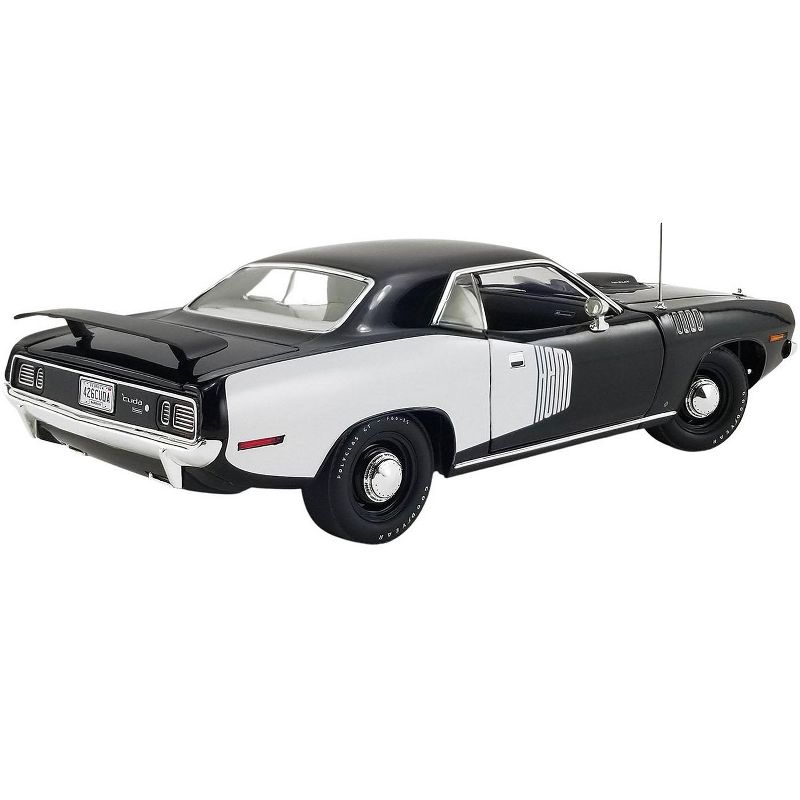 1971 Plymouth Hemi Barracuda Black with White Stripes Limited Edition to 732 pieces Worldwide 1/18 Diecast Model Car by ACME