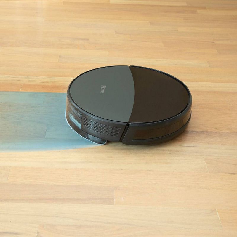 iHome AutoVac 2 in 1 Robot Vacuum & Mop with HomeMap Navigation/Mapping, Strong Suction Power  - Black