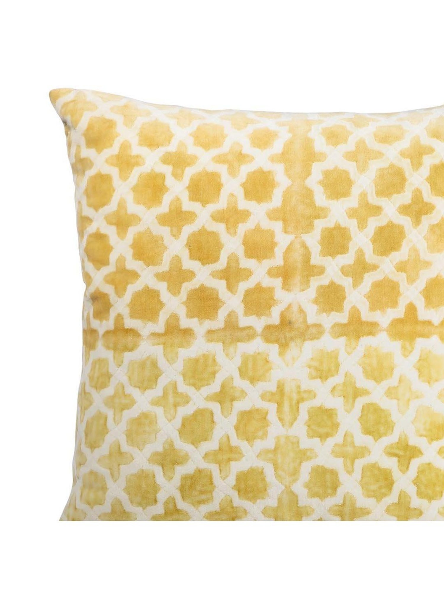 Home4U Chic White & Yellow Velvet Cushion Cover - Set of 1