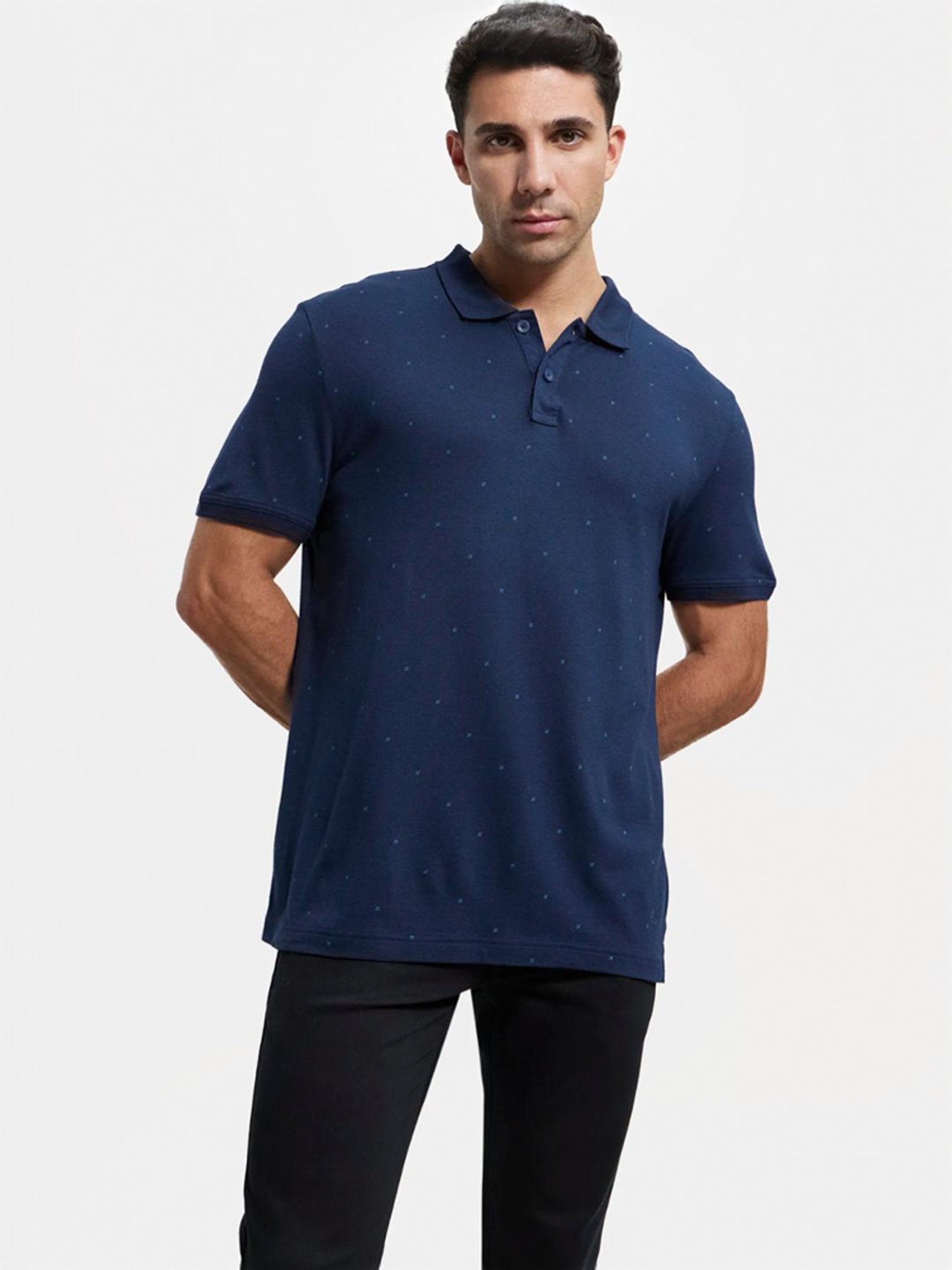 Jockey IM16 Men's Tencel Micro Modal And Cotton Blend Printed Half Sleeve Polo T-Shirt