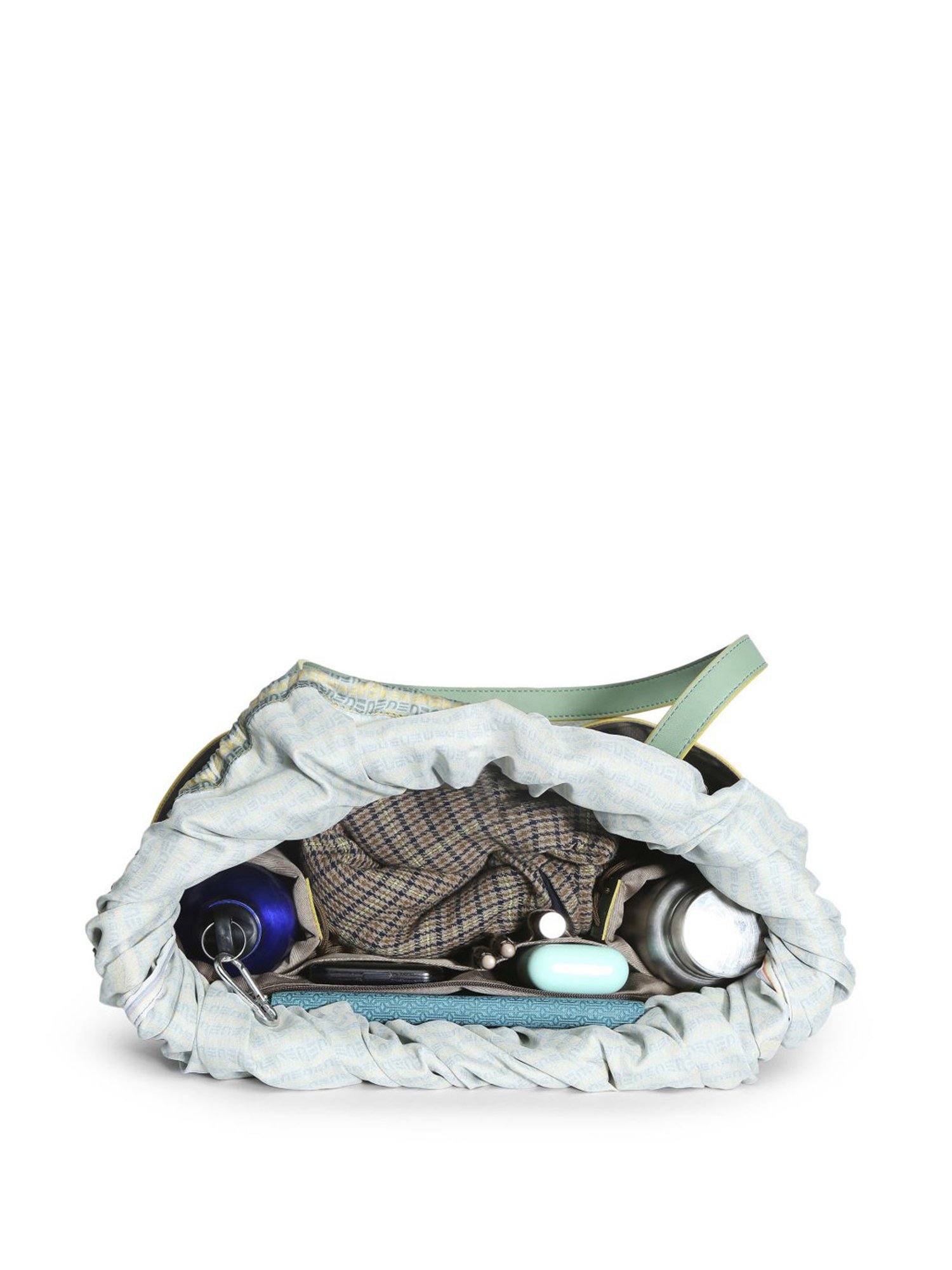 Eume Dragonfly Basil Green Leather Printed Shoulder Handbag