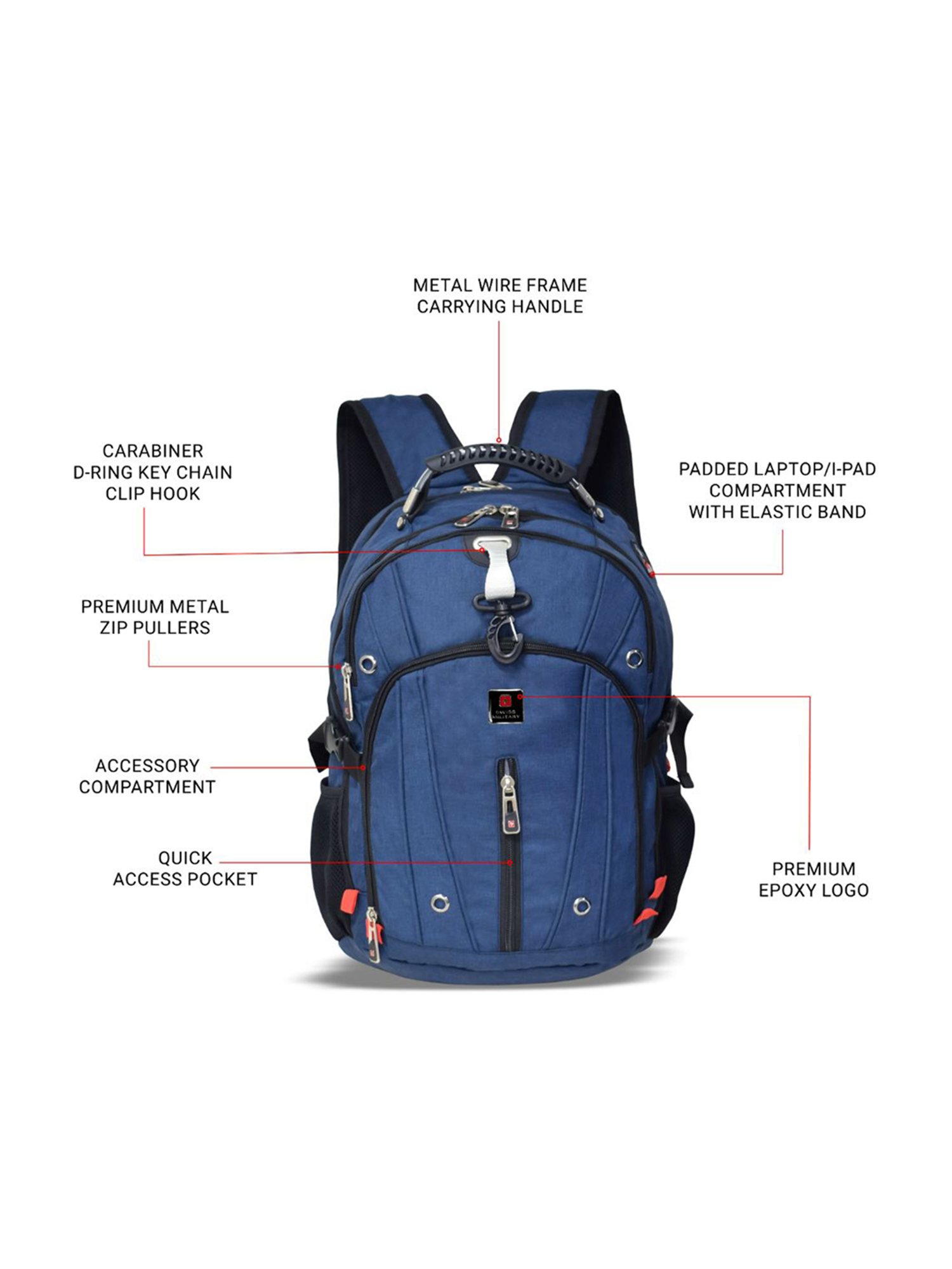 Swiss Military Navy Blue Backpack - 32 Ltrs