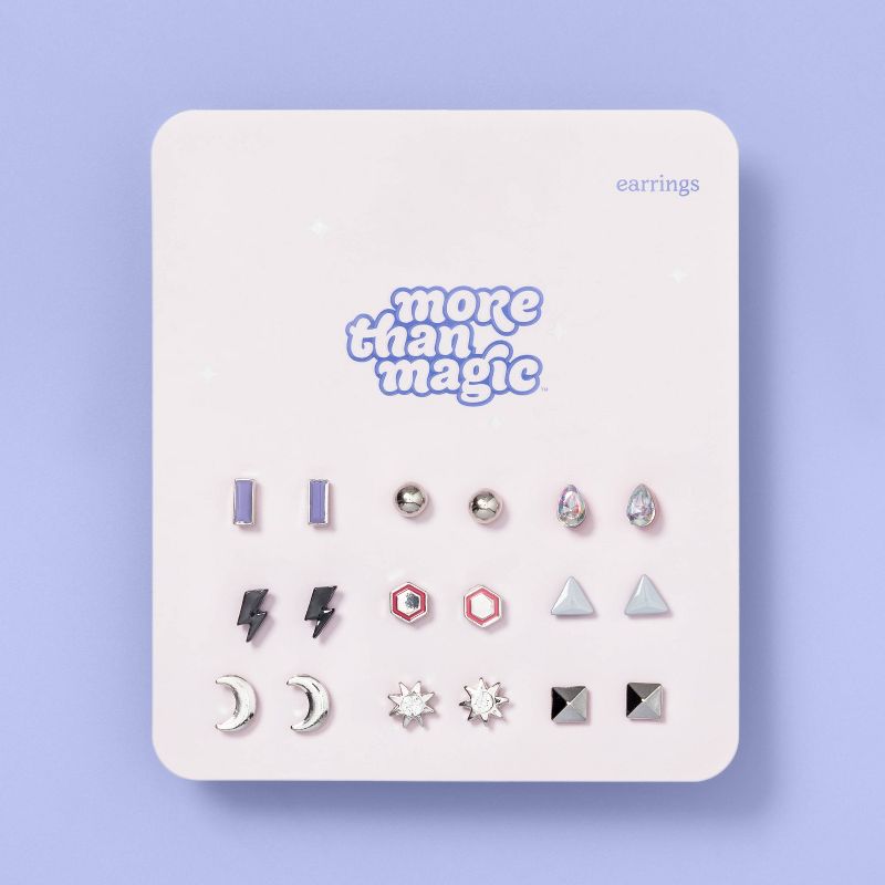 Girls' 9pk Stars and Triangle Earrings - More Than Magic™