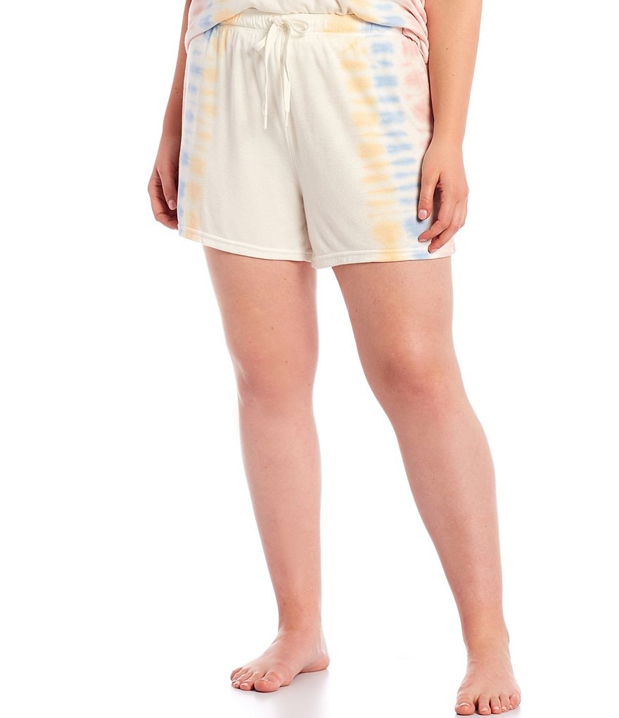 PJ Salvage Plus Sunset Hues Tie-Dye Print Terry Coordinating Sleep Shorts