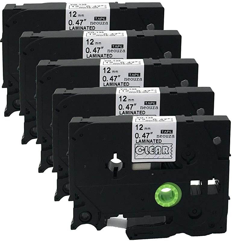 5PK Compatible with Brother TZe TZ Laminated PTouch Label Maker Tape for PT D210 H110 H105 D600 1230PC 1280 04712mm Tze135 White on Clear