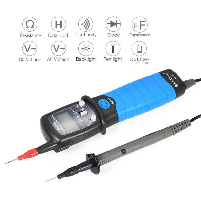 HoldPeak High Precision Auto-range LCD Pen Type Digital Multimeter DC/AC Voltage Meter Resistance Capacitance Diode Tester