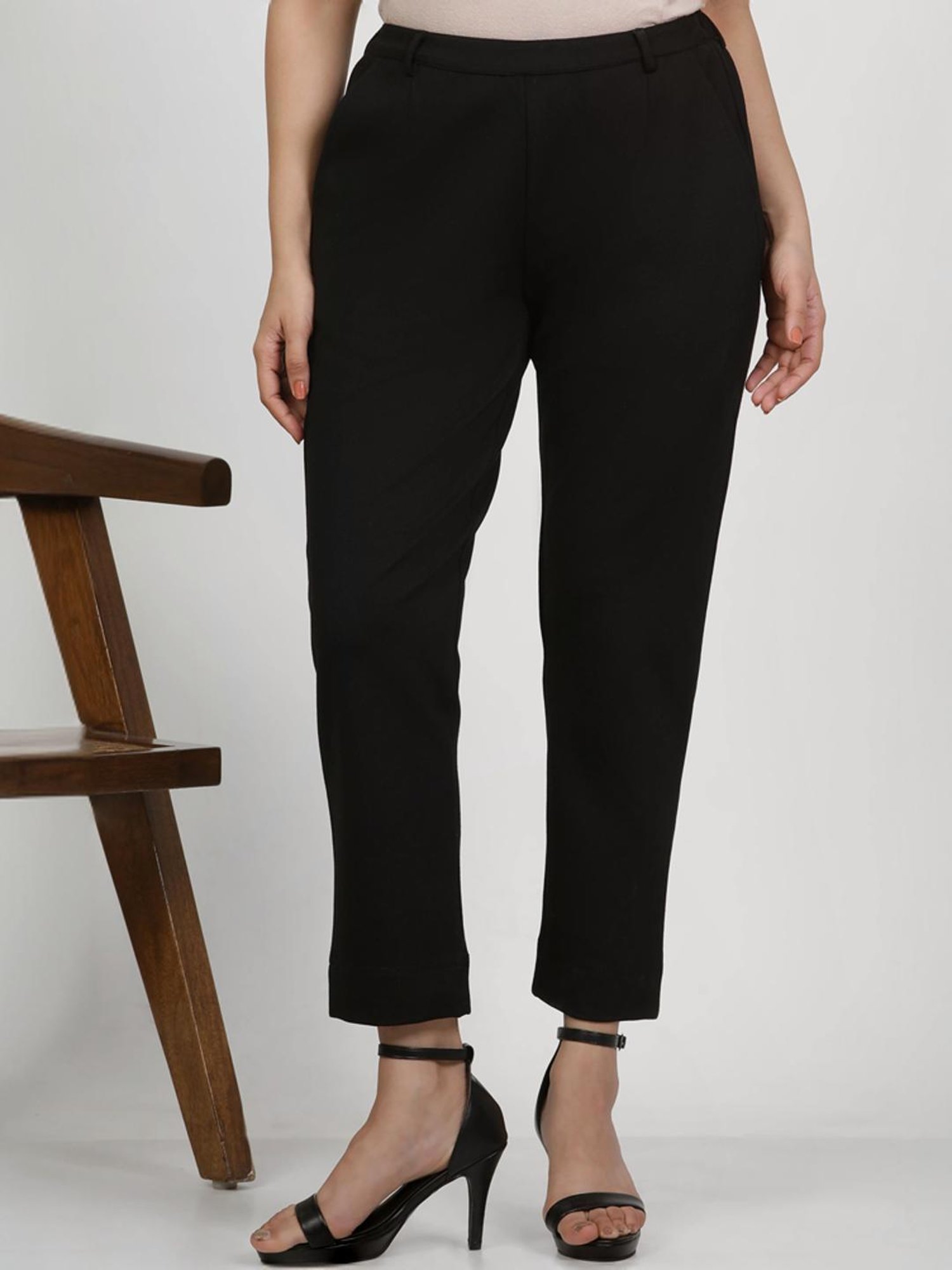 W Black Mid Rise Slim Pants