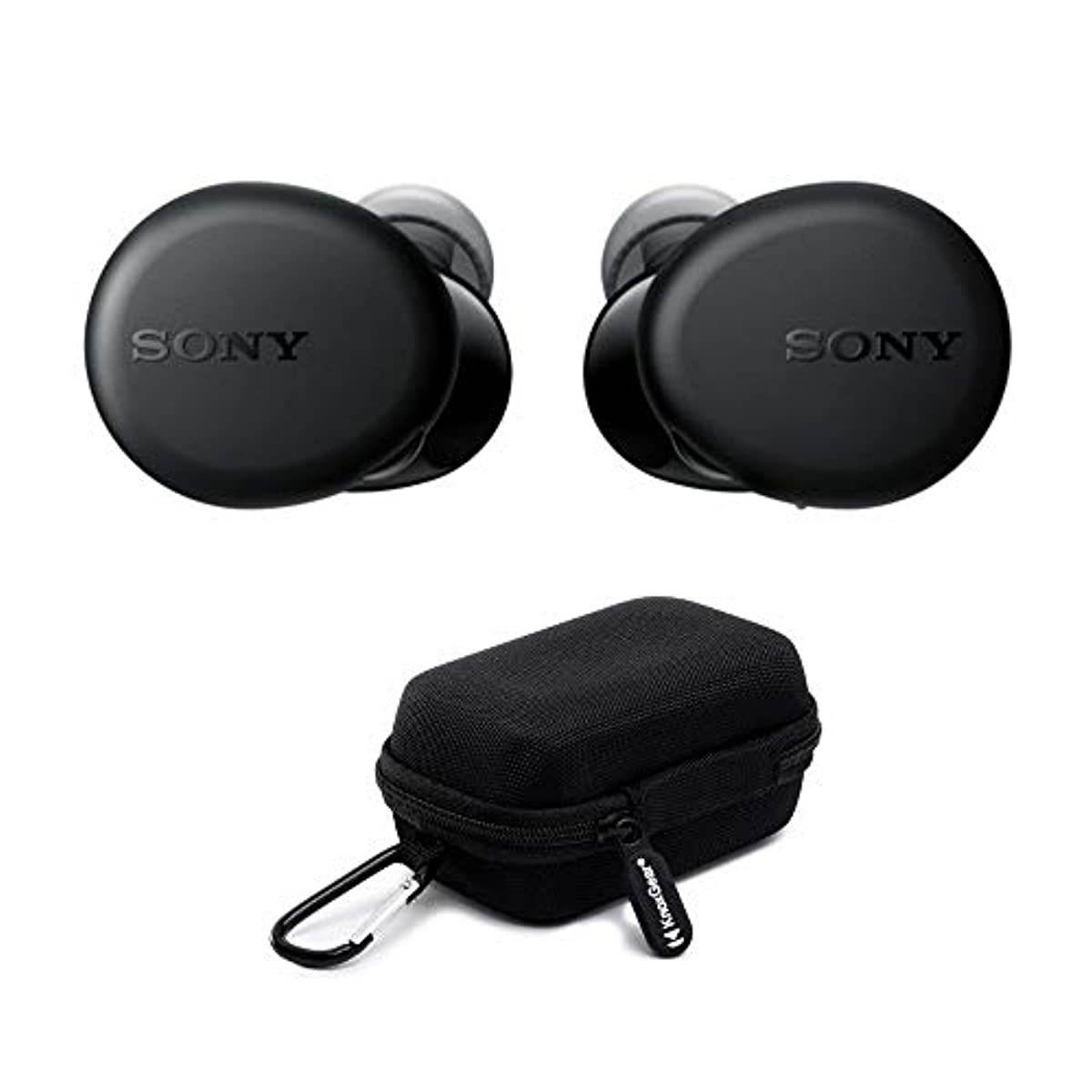 Sony WF-XB700 True Wireless Earbuds with Extra BASS (Black) with Knox Gear Earphone Case for Sony WF-SP800 and WF-XB700 True Wireless Earbuds Bundle (2 Items)