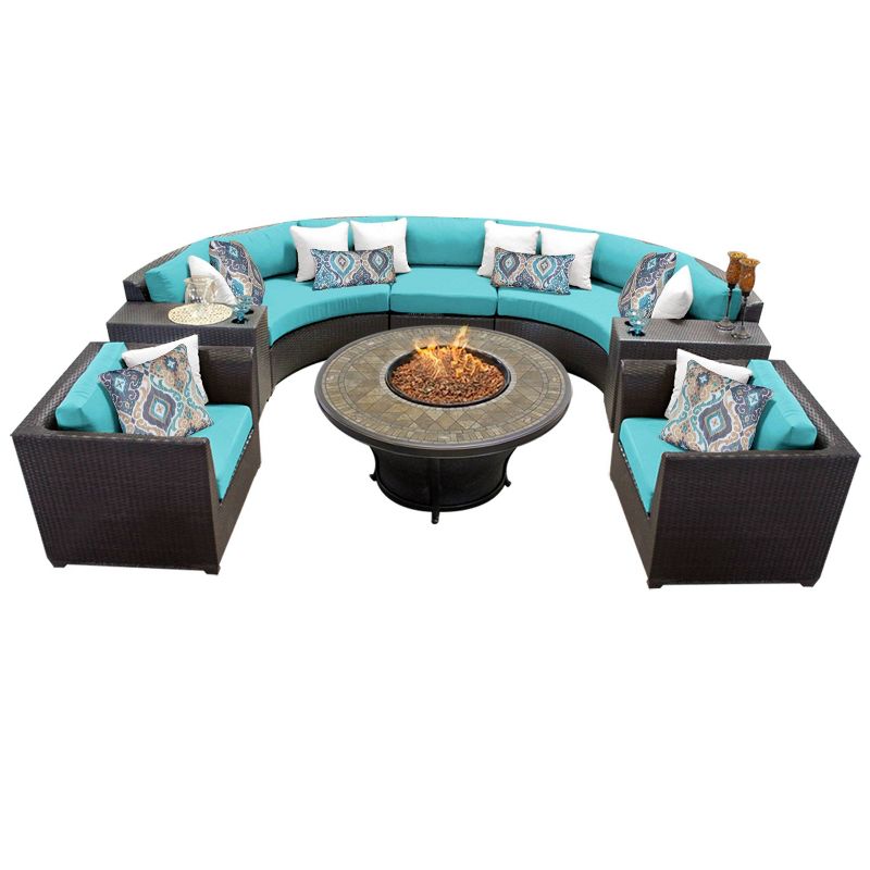 Barbados 12pc Patio Curved Sectional Seating Set with Cushions - Aruba - TK Classics