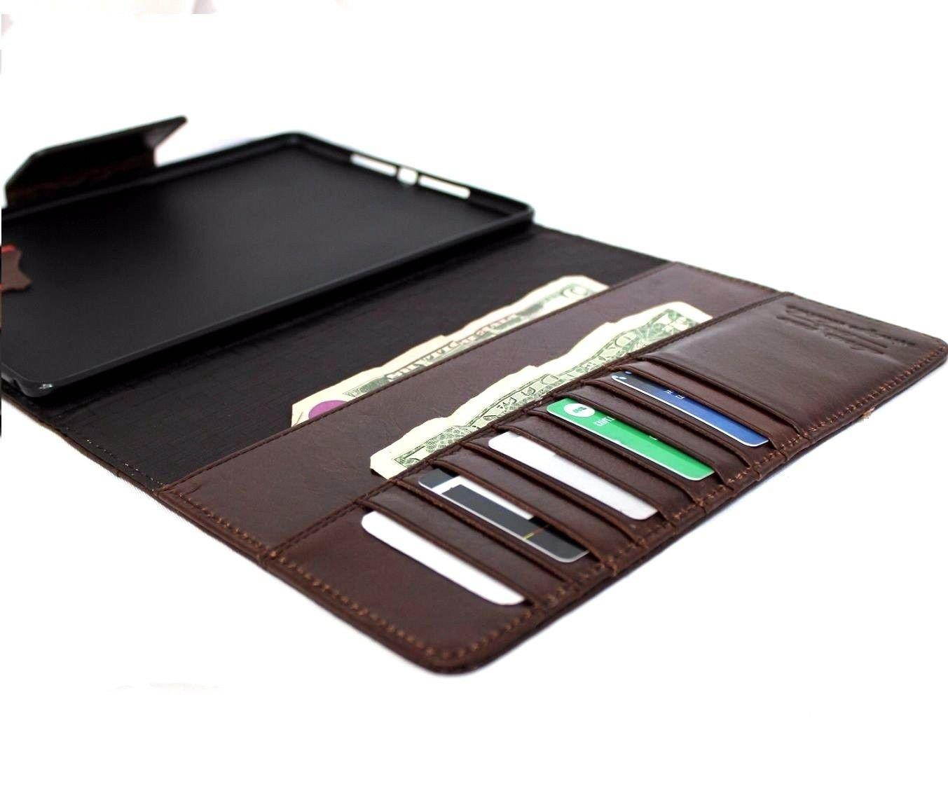 Genuine full Leather Handmade Case for Apple Ipad Air 2 magnet Cover Stand Luxury Credit Cards Slots slim brown A1566 A1567 DavisCase