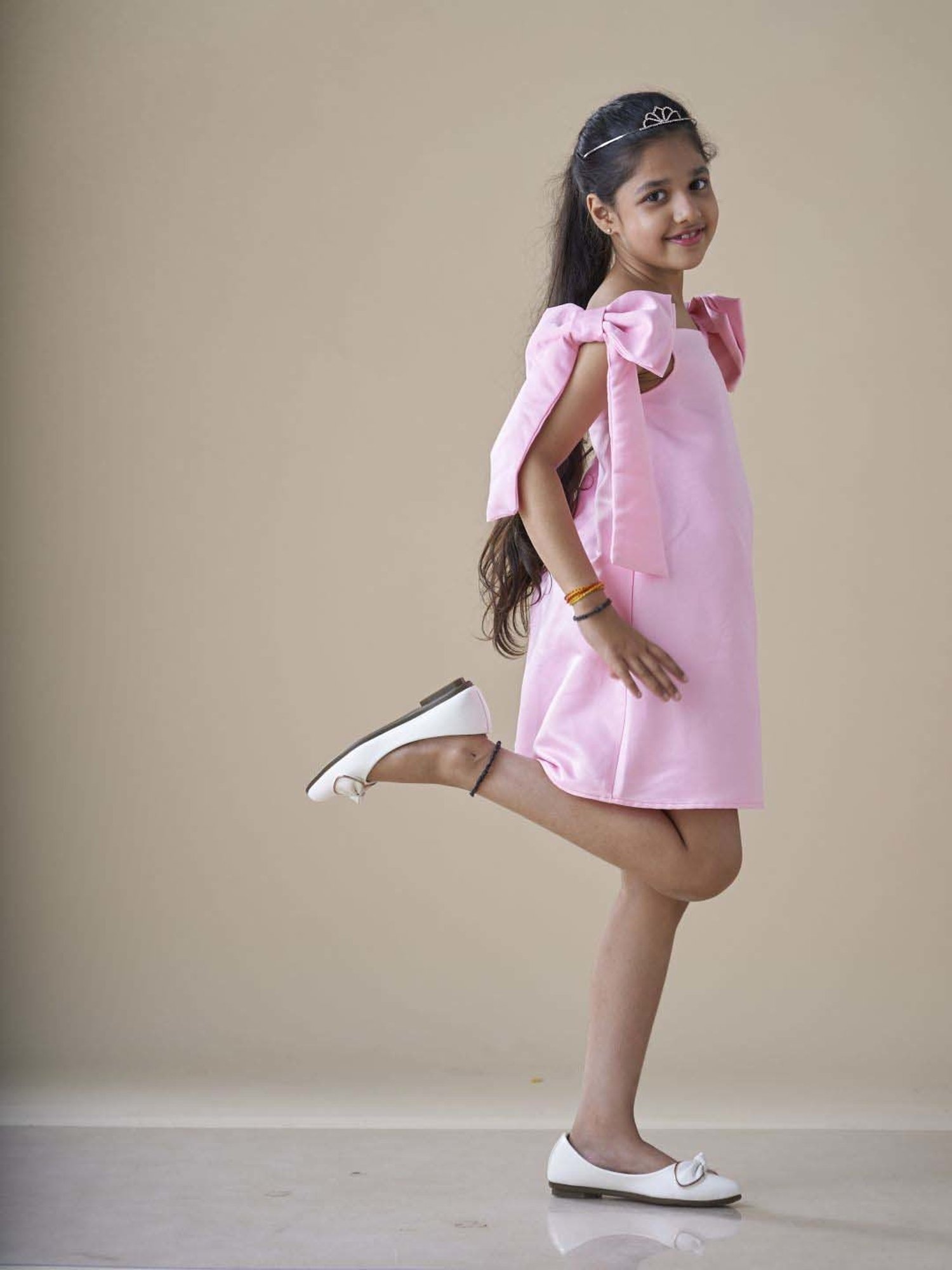 KidsDew Girls Pink Solid Casual Dresses