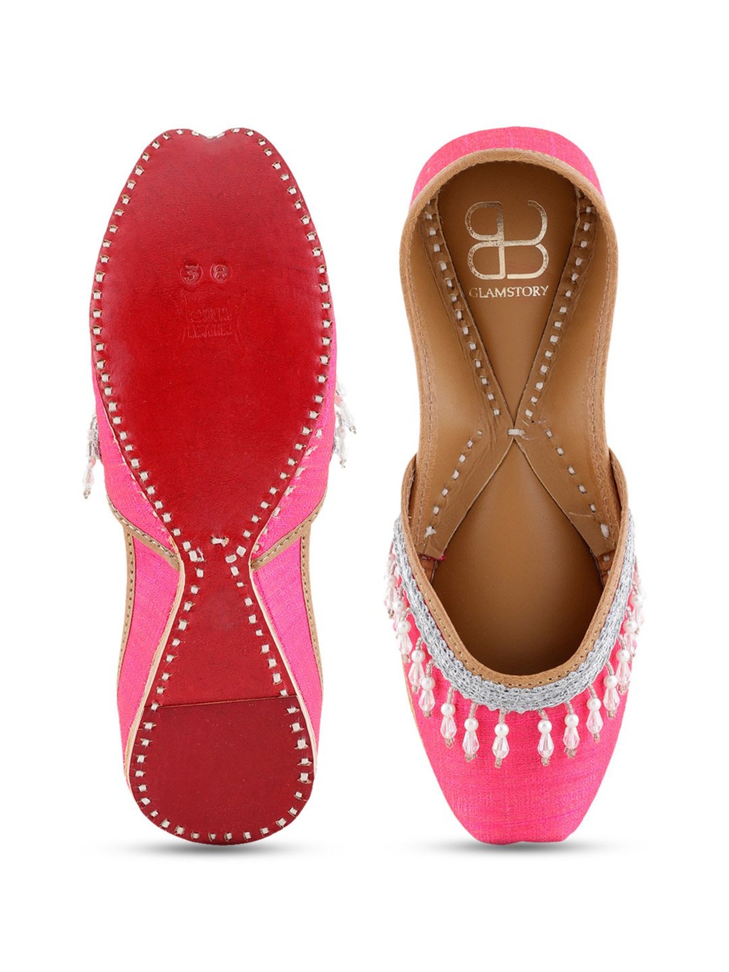Glam Story Women's Bella Pink Ethnic Juttis
