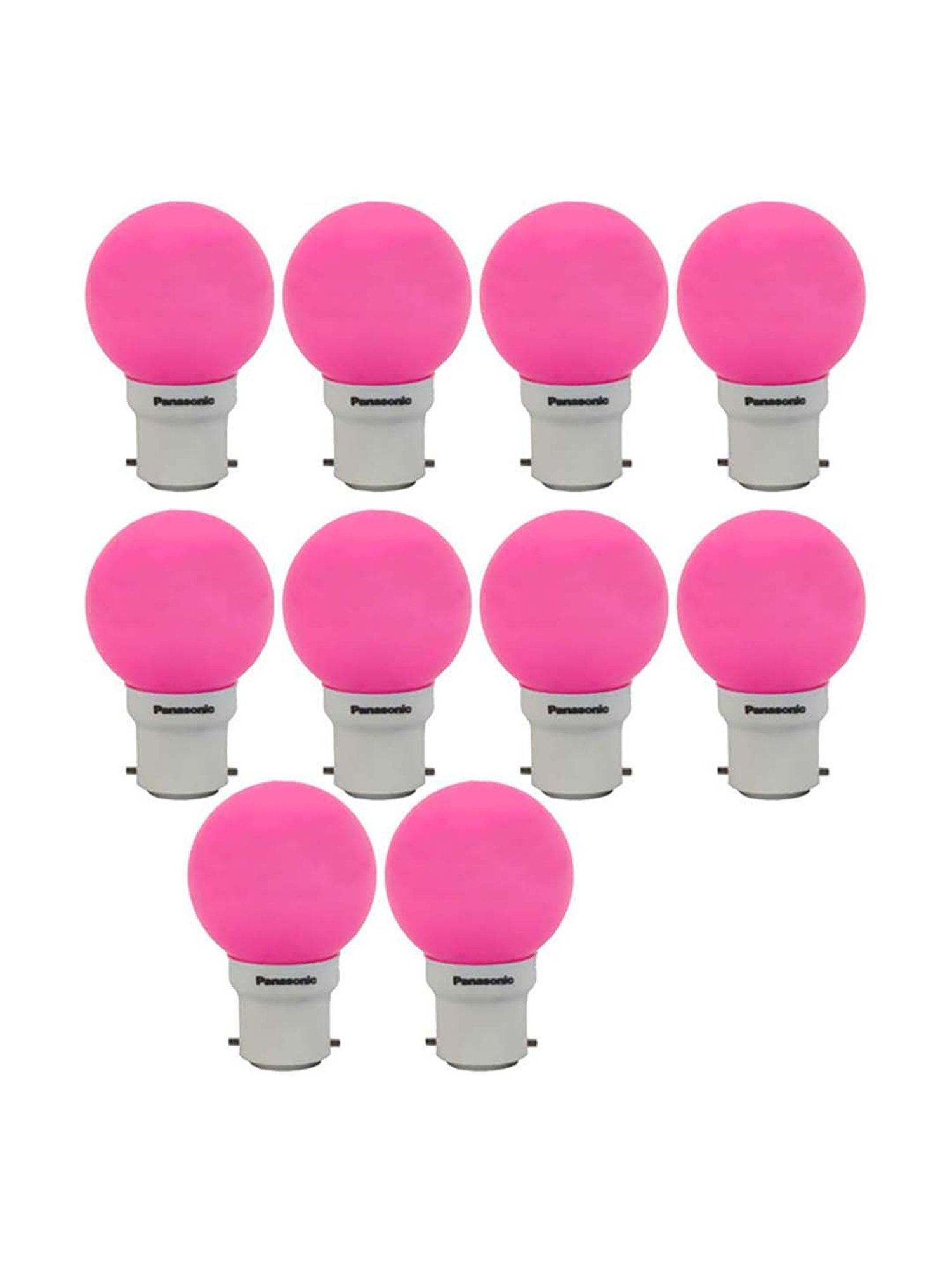 Panasonic 92853PN 0.5W B22 Night Light Spherical LED Bulb - Pack of 10 (Pink)