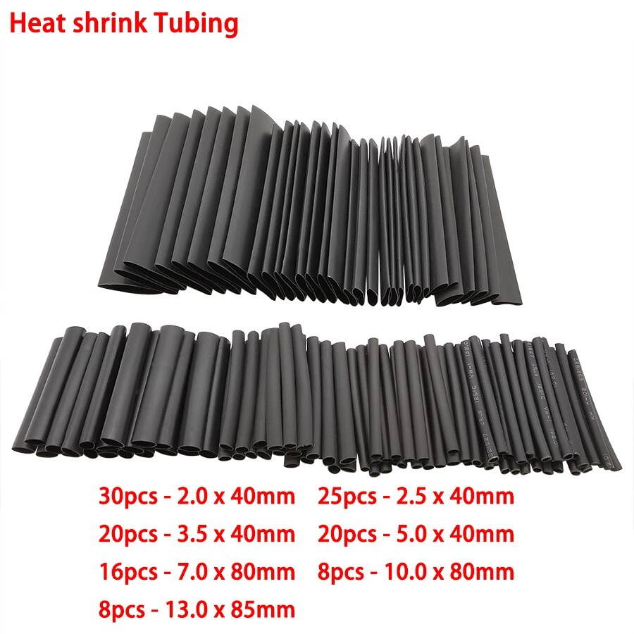 127Pcs/Set Polyolefin Shrinking Assorted Heat Shrink Tube Electrical Wrap Wire Cable Insulated Sleeving Black Heat Shrink Tubing