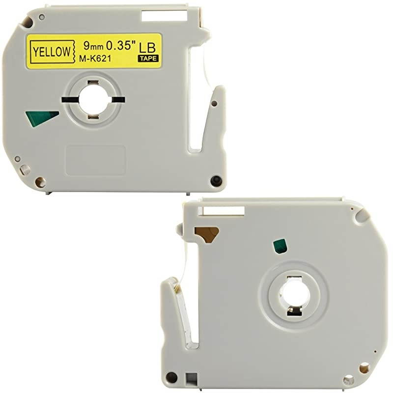 MK621 MK621s MK621 M621 035 Inch x 263 Feet 12mmx 8mBlack on Yellow Label TapesCompatible for Brother PTouch Label Makers PTM95 PT90 PT70BM PT65 PT80 PT70SR PT85 Cassettes 2 Pack