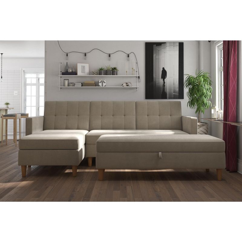 3pc Hartford Storage Sectional Futon and Hartford Storage Ottoman Tan - Dorel Home Products