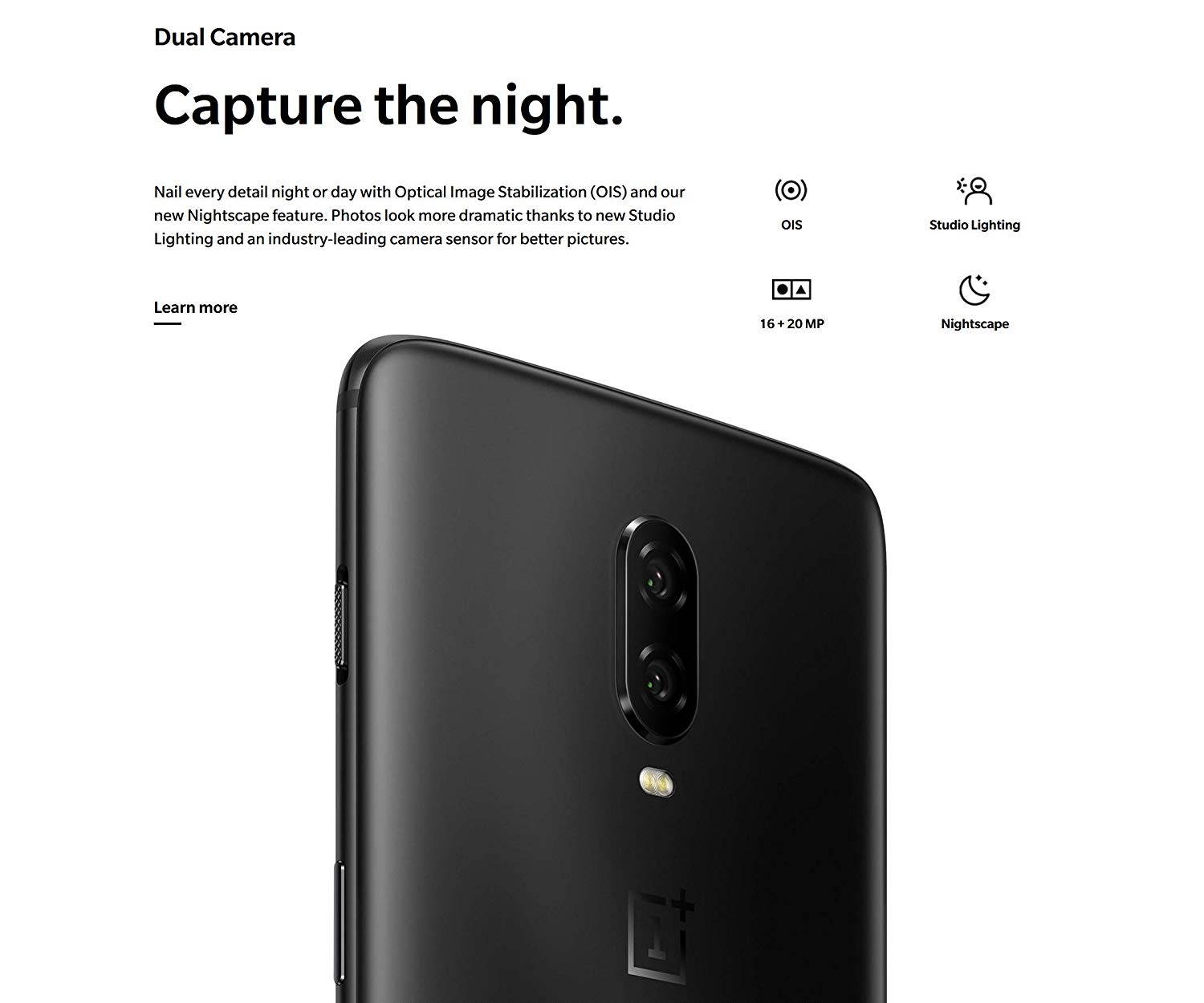 Factory Unlocked Phone OnePlus 6T 8+256GB A6013 8GB RAM 256GB ROM Dual SIM 6.41" AMOLED Display Android 9.0 Pie - Midnight Black