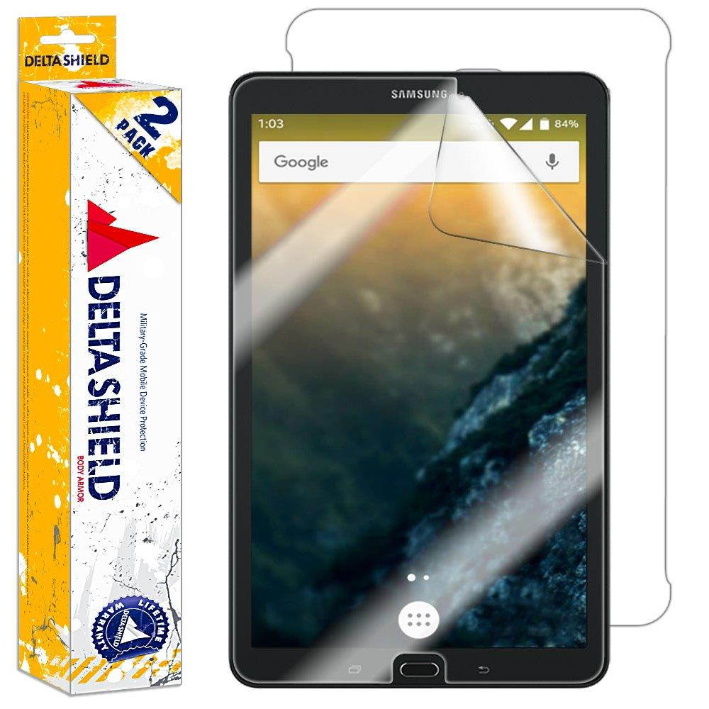 DeltaShield Full Body Skin for Samsung Galaxy Tab E 8.0 (2-Pack)(Screen Protector Included) Front and Back Protector BodyArmor Non-Bubble Military-Grade Clear HD Film